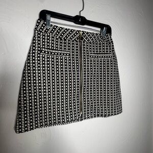 Express Black and White Patterned Mini Skirt